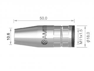 Plynová hubice ARC M1 - silně kónická - délka 50 mm