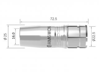 Plynová hubice ARC M6W - kónická - délka 72,5 mm