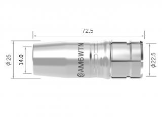 Plynová hubice ARC M6W - silně kónická - délka 72,5 mm