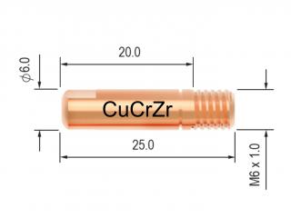 Průvlak BINZEL M6/6/25, CuCrZr - 1,0 mm