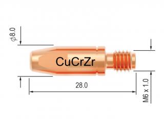 Průvlak BINZEL M6/8/28, CuCrZr - 0,8 mm