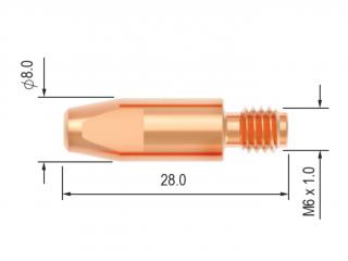 Průvlak BINZEL M6/8/28, E-Cu - 0,6 mm