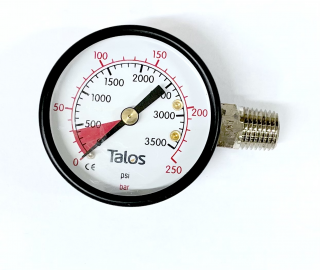 Manometr CO2 vysoký tlak 250 bar 1/4 NPT levý závit