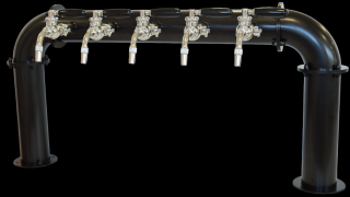 Výčepní stojan U5 černý komplet kohouty kulové ROYAL medailony LED čelní přímé dochlazení kohoutů