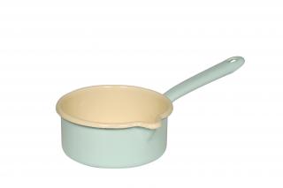 Kastrůlek Riess pastel Turquoise s rukojetí a nálevkou ø 14cm 750 ml