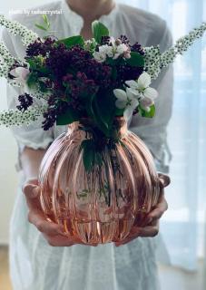 Křišťálová váza Maria růžová