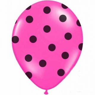 Balónky pastelové růžové s černými puntíky (Balónek latexový s puntíky)