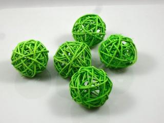 Koule ratanové 5cm - zelené (Dekorativní ratanové koule - pedig - průměr 5cm)