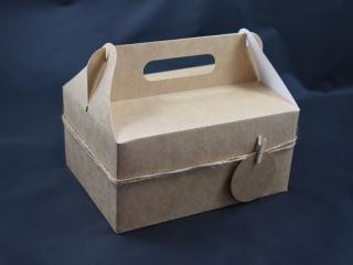 Krabička na výslužky 14x19x 9cm - PŘÍRODNÍ S OZDOBOU (Pevná krabička na svatební cukroví s potiskem)