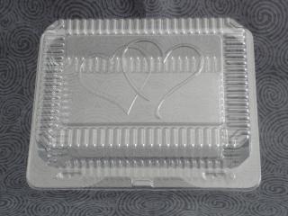 Krabička na výslužky PRŮHLEDNÁ SE SRDÍČKY - 10ks (Plastová krabička na svatební cukroví)