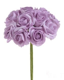 Růže pěnové - 5cm - svazek 10ks - světle fialové (Pěnové růže - velikost 5 cm)