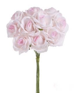 Růže pěnové - 5cm - svazek 10ks - světle růžové - DOPRODEJ (Pěnové růže - velikost 5 cm)