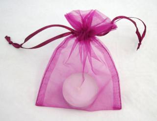 Sáček z organzy 13x10 cm -  vínový (Dárkový pytlíček z organzy - rozměr 13x10cm)