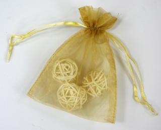 Sáček z organzy 13x10 cm -  zlatý (Dárkový pytlíček z organzy - rozměr 13x10cm)