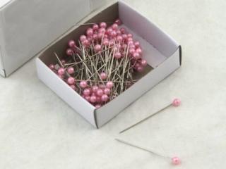 Špendlík - růžová perla malá 40 mm - 1ks (Špendlík s perleťovou hlavičkou - délka: 40 mm)