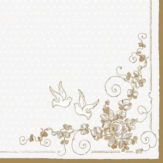 Ubrousky 33x33 cm (20 ks) - bílé s holubičkami (Ubrousky papírové, 3-vrstvé)
