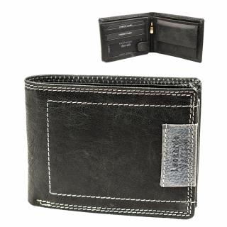 Luxusní pánská kožená peněženka černá premium kůžě značky Leonardo Verrelli 9925
