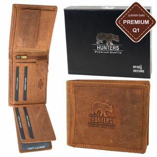 Luxusní pánská kožená peněženka hněda premium kůže značky Hunters 5600