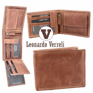 Luxusní pánská kožená peněženka hnědá premium kůžě značky Leonardo Verrelli 277