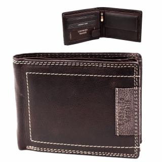Luxusní pánská kožená peněženka hnědá premium kůžě značky Leonardo Verrelli 932