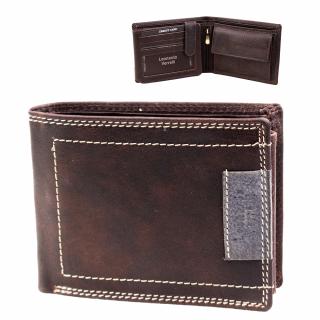 Luxusní pánská kožená peněženka hnědá premium kůžě značky Leonardo Verrelli 9970