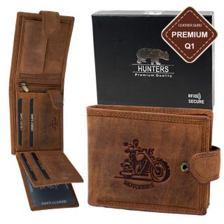 Luxusní pánská kožená peněženka s motorkou premium kůže značky Hunters 305LB