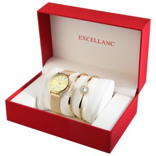 Zlaté dámské hodinky s náramky Excellanc