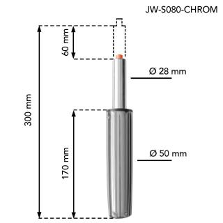 Chromový křeslový / židlový píst Celková délka: 300 mm