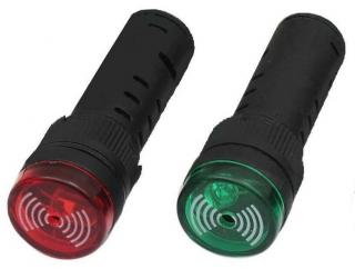 Signální kontrolka 12 V a 24 V s LED a bzučákem Barva: Červená, Napětí: 12 V, Průměr: 19 mm