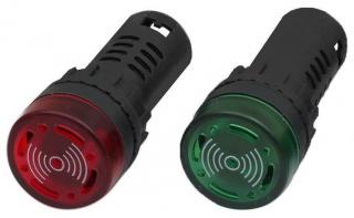 Signální kontrolka 12 V a 24 V s LED a bzučákem Barva: Červená, Napětí: 12 V, Průměr: 28 mm