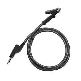 Testovací / laboratorní kabel Ø4 mm Barva: Černá, Model: Banánek-krokosvorka, Rozměr: 100 cm
