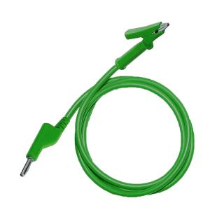 Testovací / laboratorní kabel Ø4 mm Barva: Zelená, Model: Banánek-krokosvorka, Rozměr: 100 cm