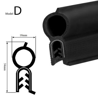 Univerzální gumové těsnění do dveří a kufru auta Model: D - 18X34 mm