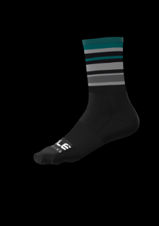 Cyklistické ponožky ALÉ  STRIPES SOCKS černé/zelené Velikost: 36-39
