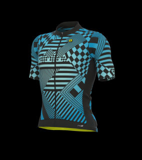 Letní cyklistický dres ALÉ pánský PR-S CHECKER tyrkysový Velikost: L