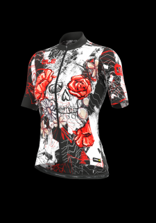 Letní cyklistický dres ALÉ PRR  SKULL LADY červená Velikost: S