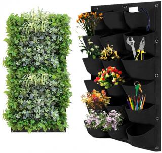 18 kapes, nástěnná taška, květináč na rostliny (Vertikální nástěnné kapsy pro rostliny)