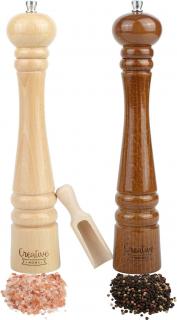 2x dřevěný mlýnek Creative Home s mini lopatkou, výška 31,5 cm (Barva: Béžová a hnědá)