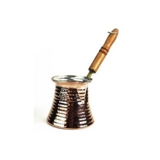 CopperGarden® Moka konvička z pocínované mědi - Džezva s dřevěnou rukojetí (Velikost konvice: 125 ml)