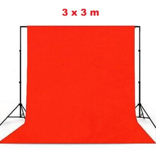 Fotografické bavlněné pozadí 3 x 3 m, červené (Červené pozadí Chroma - Key tkaniny 300x300 cm)