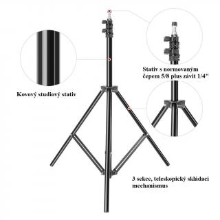 Kovový stativ pro studiové blesky a světla 110 - 345 cm (Studový stojan s 16 mm hlavou a se závitem 1/4  )