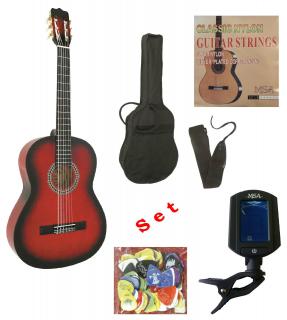 MSA 4/4 Akustická kytara s příslušenstvím pro školní výuku s ladičkou ET33 (Set - Kytara, pouzdro, popruh, struny, trsátka a ladička ET-33)