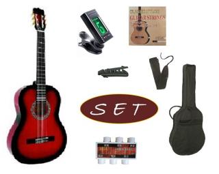 Set - MSA 4/4 Akustická kytara pro školní výuku s ladičkou ET02 - 8 barev (Set - Kytara, pouzdro, popruh, struny, kapodastr, foukací ladička a ladička ET-02)