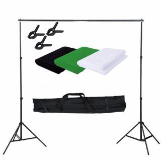 Set pro nastavení fotografického pozadí 1,6m x 3m s pouzdrem a konstrukcí (Barva: černá, zelená, bílá)
