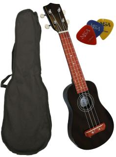 Sopránové ukulele MSA-UK6 černé  (Příslušenství: 1x Pouzdro a 3x trsátko)