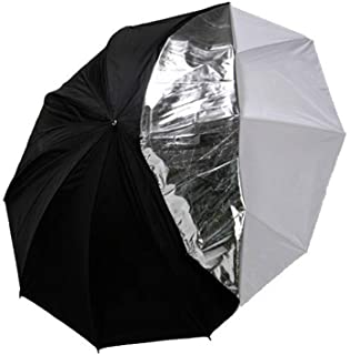 Studiový deštník 2v1, difuzní, odrazový bílý stříbrný černý 110 cm (Studiový deštník s odnímatelným černým a stříbrným krytem)