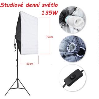 Trvalé studiové světlo 650W, fotografické studio, softbox, stativ (Studiové denní světlo 135W (650W))