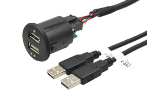 2x USB zásuvka k zabudování do panelu, s kabelem 1m