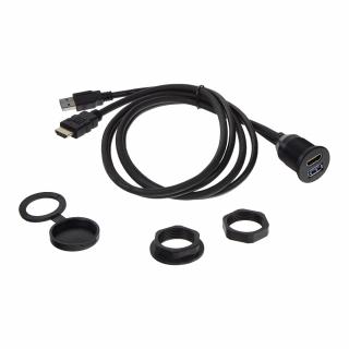 Prodlužovací kabel USB + HDMI s panelem na palubní desku