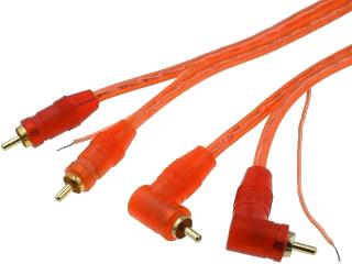 Signálový kabel 2 x RCA (cinch) 500 cm, 2 x úhlový cinch se spínáním zesilovače